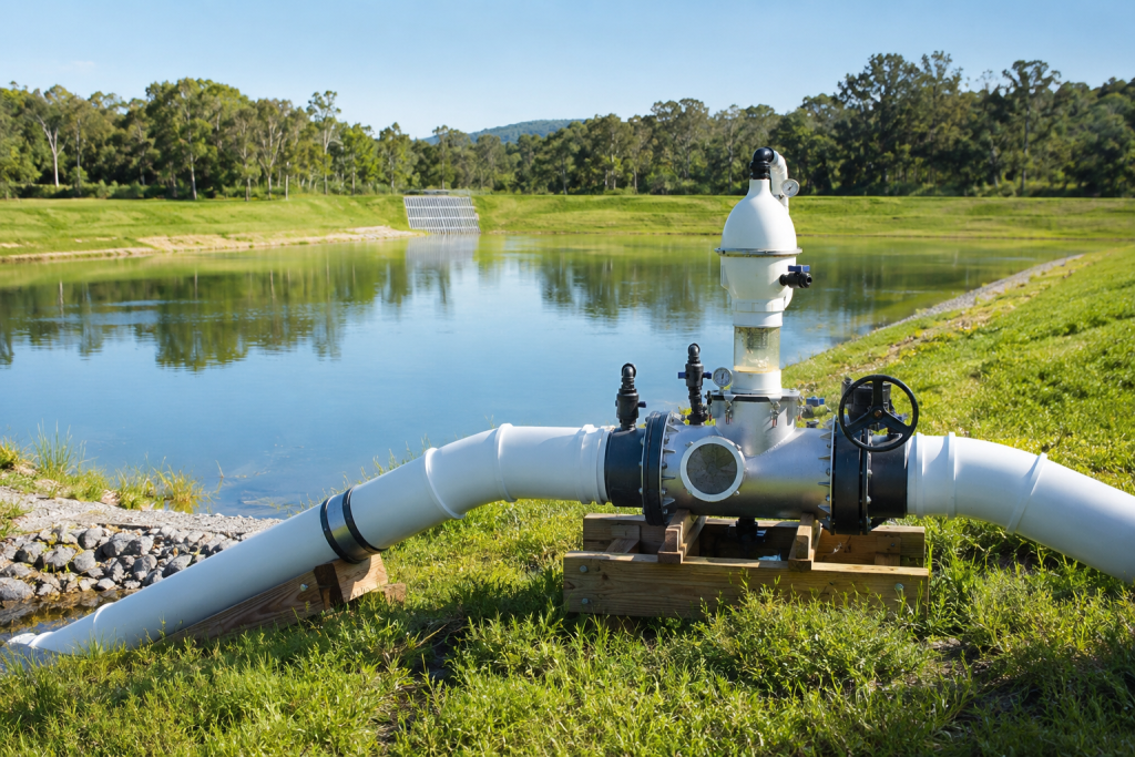 Water siphon with retention pond